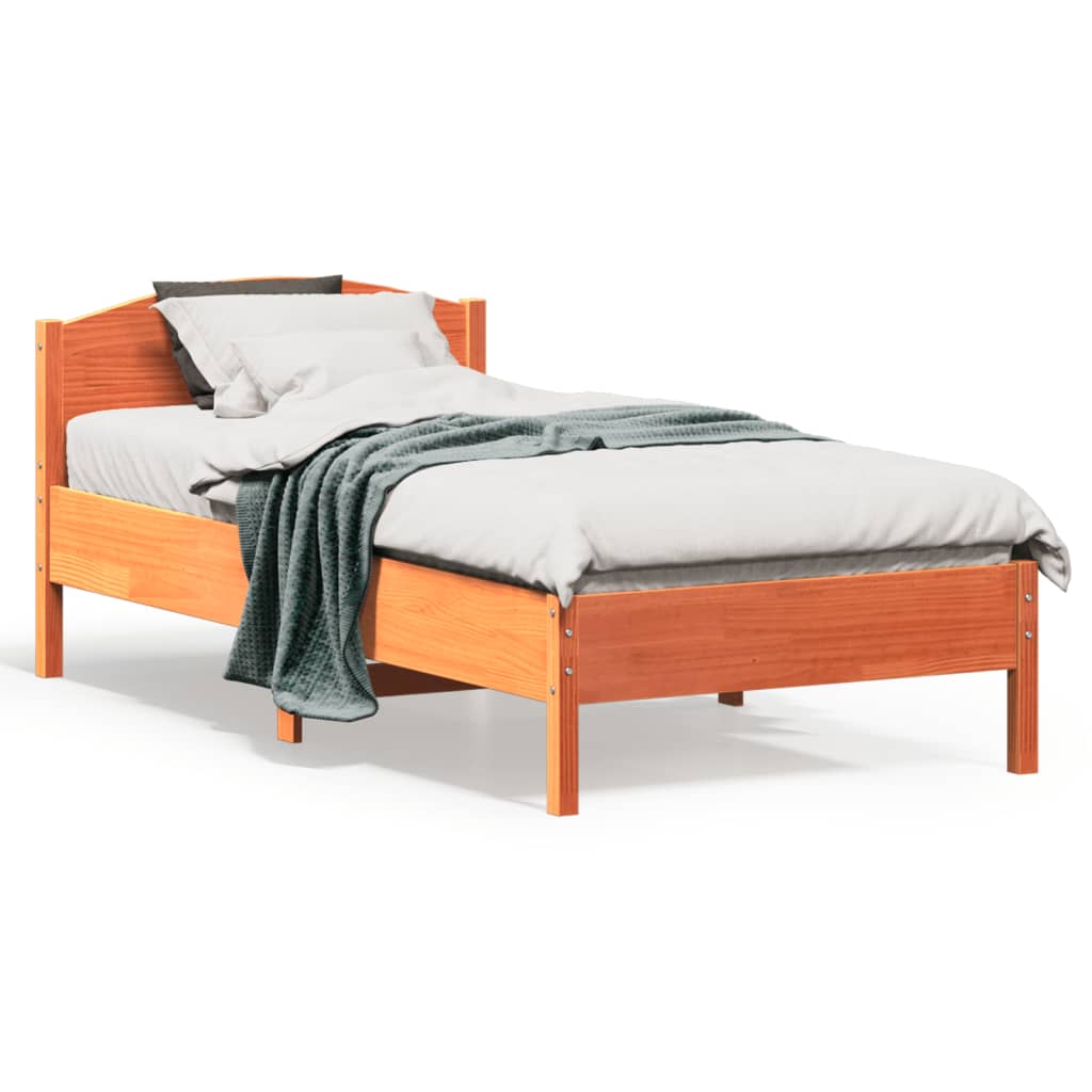 Cama sem colchão 90x190 cm madeira de pinho maciça castanho-mel