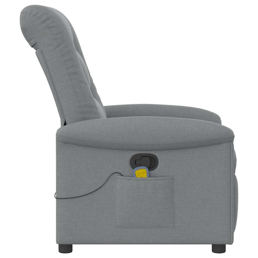 Poltrona de massagens reclinável tecido cinzento-claro