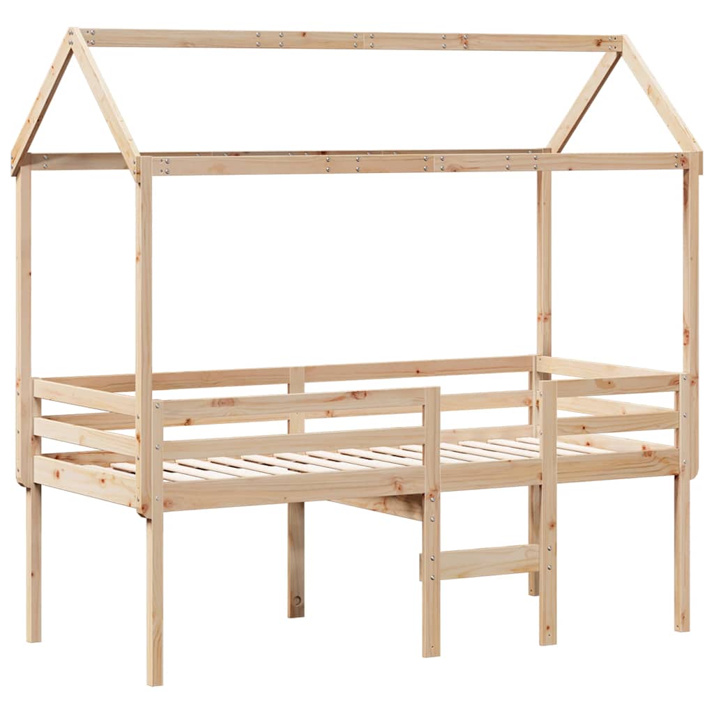 Cama alta com telhado 80x200 cm pinho maciço