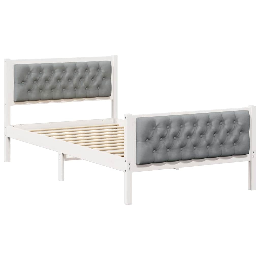 Estrutura da cama com cabeceira cinzento-claro 100 x 200 cm