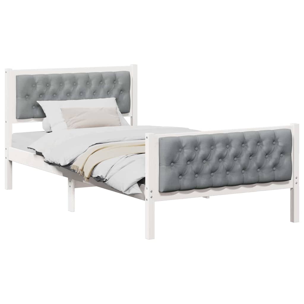 Estrutura da cama com cabeceira cinzento-claro 100 x 200 cm