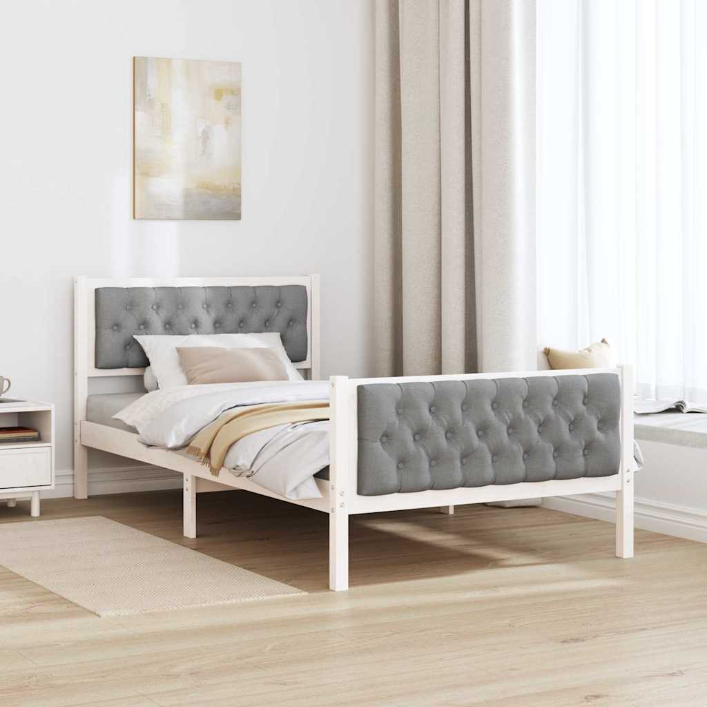 Estrutura da cama com cabeceira cinzento-claro 100 x 200 cm
