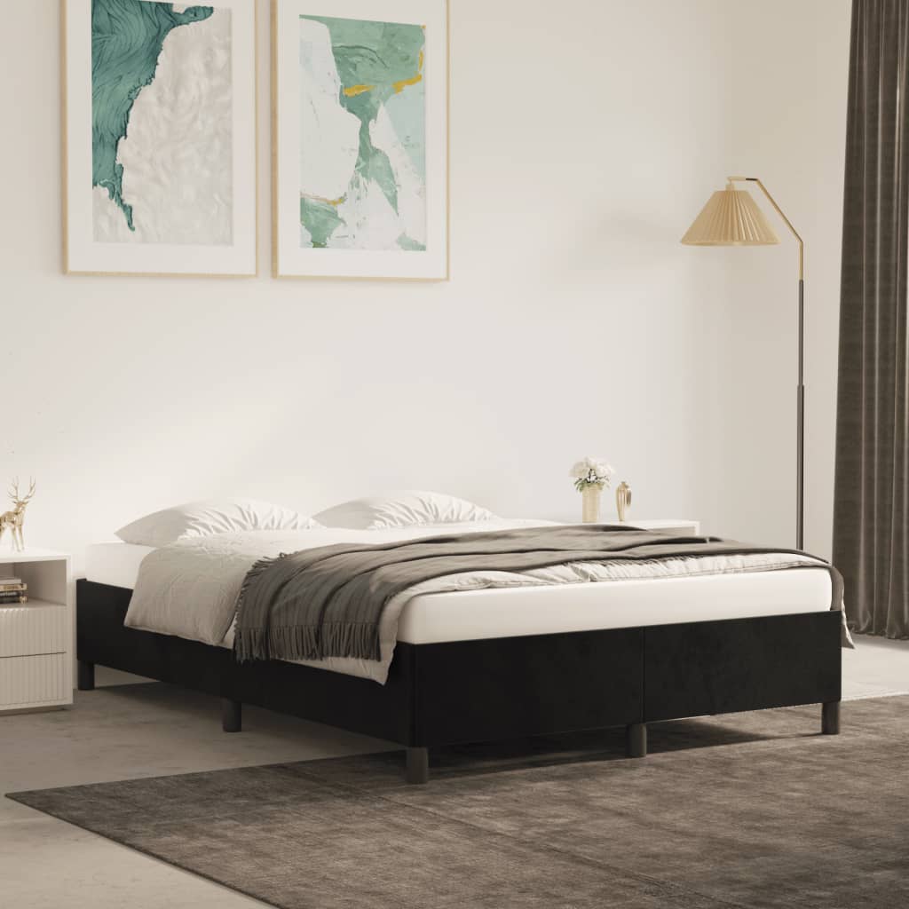 Estrutura de cama sem colchão 140x190 cm veludo preto