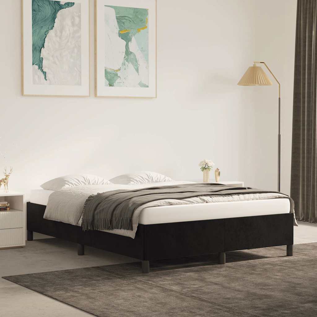 Estrutura de cama sem colchão 140x190 cm veludo preto
