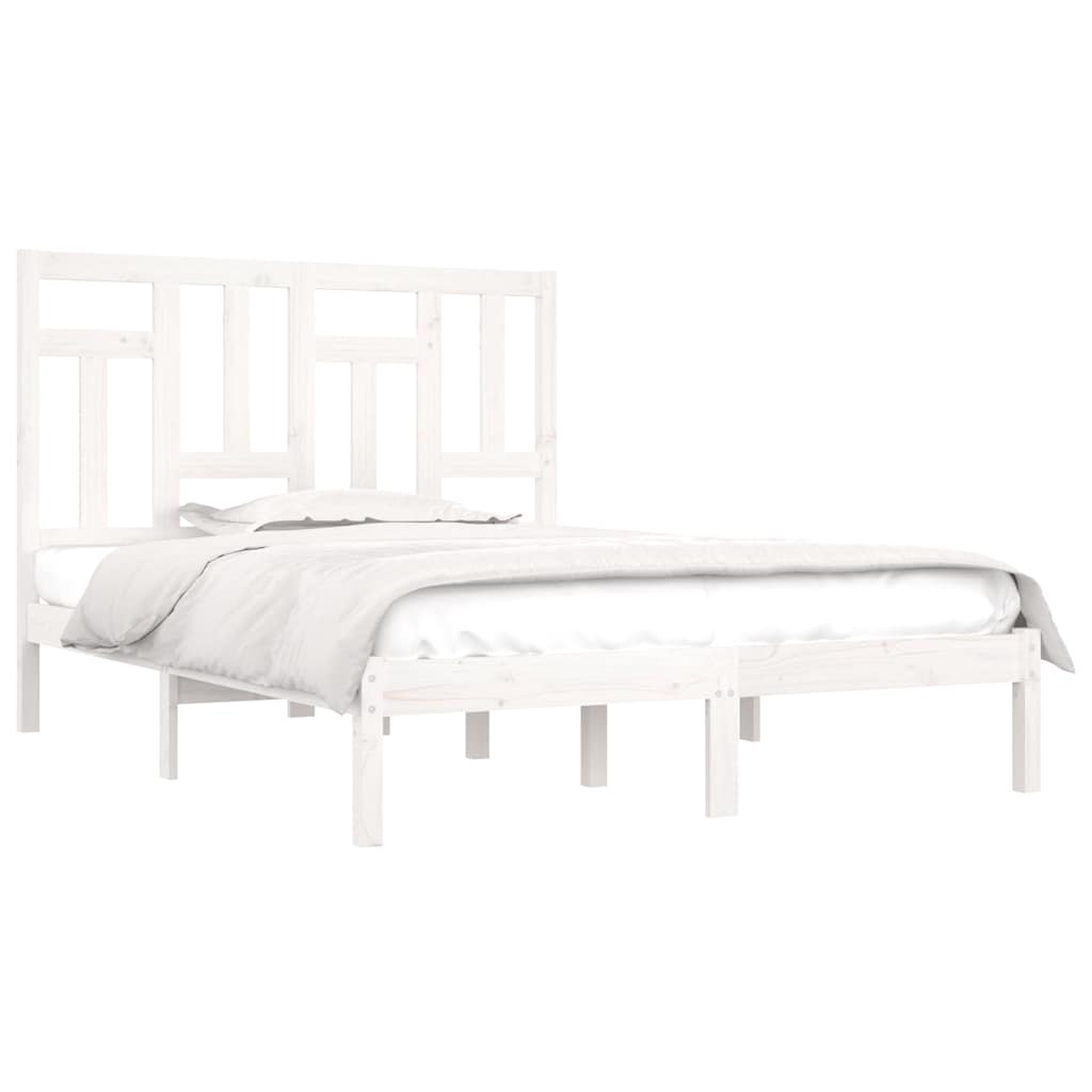 Cama sem colchão 140x190 cm madeira de pinho maciça branco
