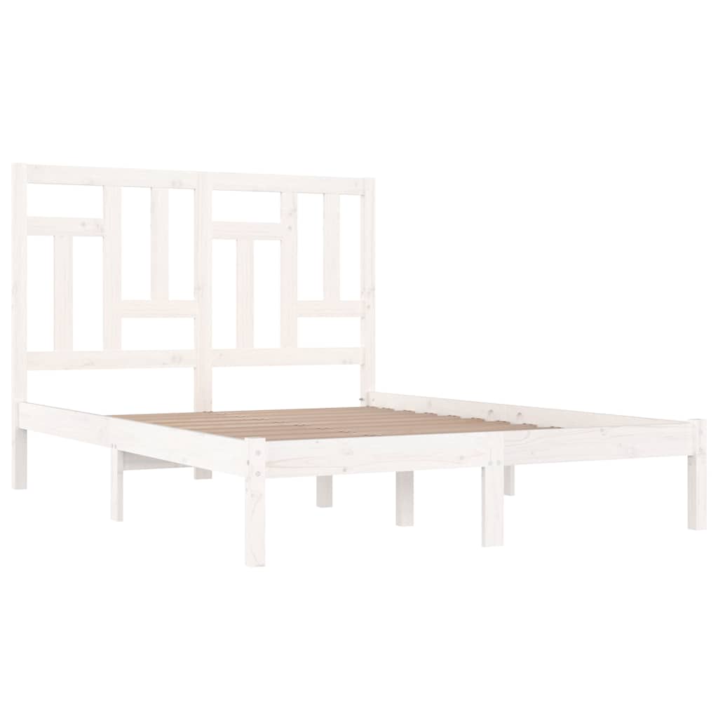 Cama sem colchão 140x190 cm madeira de pinho maciça branco