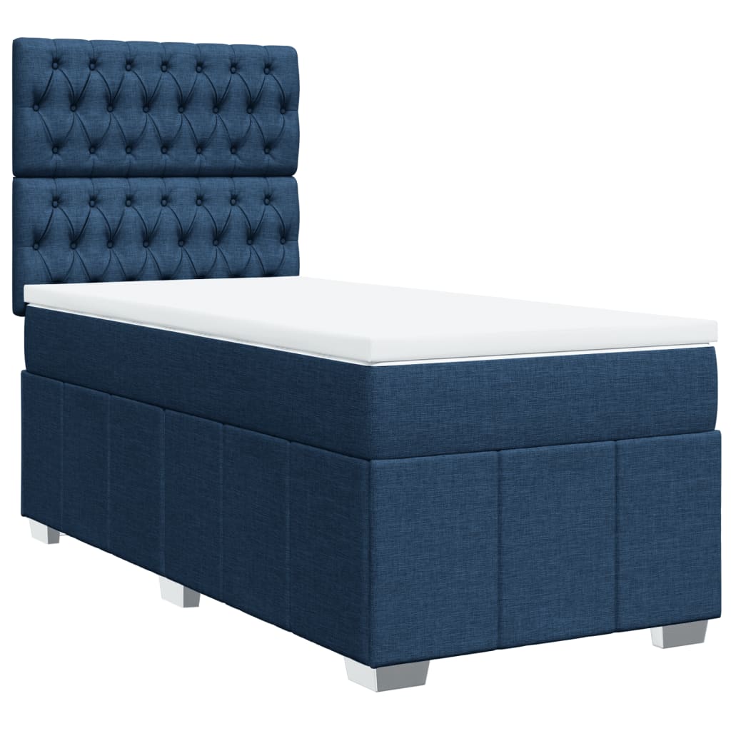 Cama com molas/colchão 100x200 cm tecido azul
