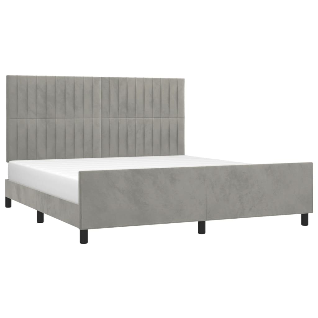 Estrutura de cama c/ cabeceira 180x200 cm veludo cinzento-claro