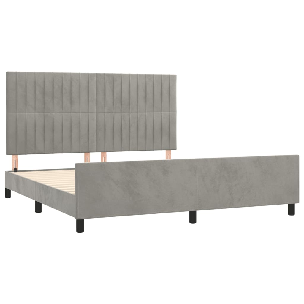 Estrutura de cama c/ cabeceira 180x200 cm veludo cinzento-claro