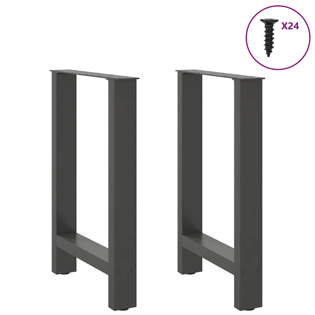 Pés para mesa de jantar antracite 2 peças 60x(72-73) cm aço