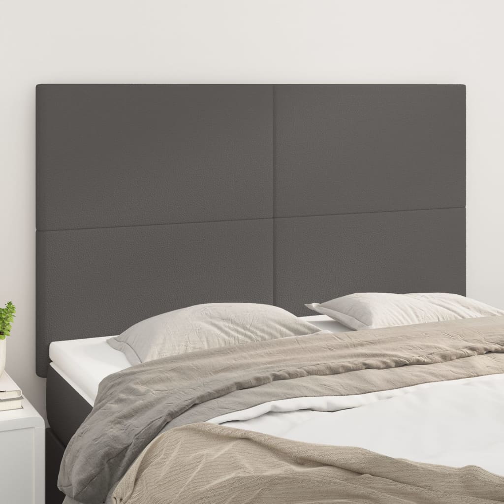 Cabeceira cinza 144x5x118/128 cm couro sintético