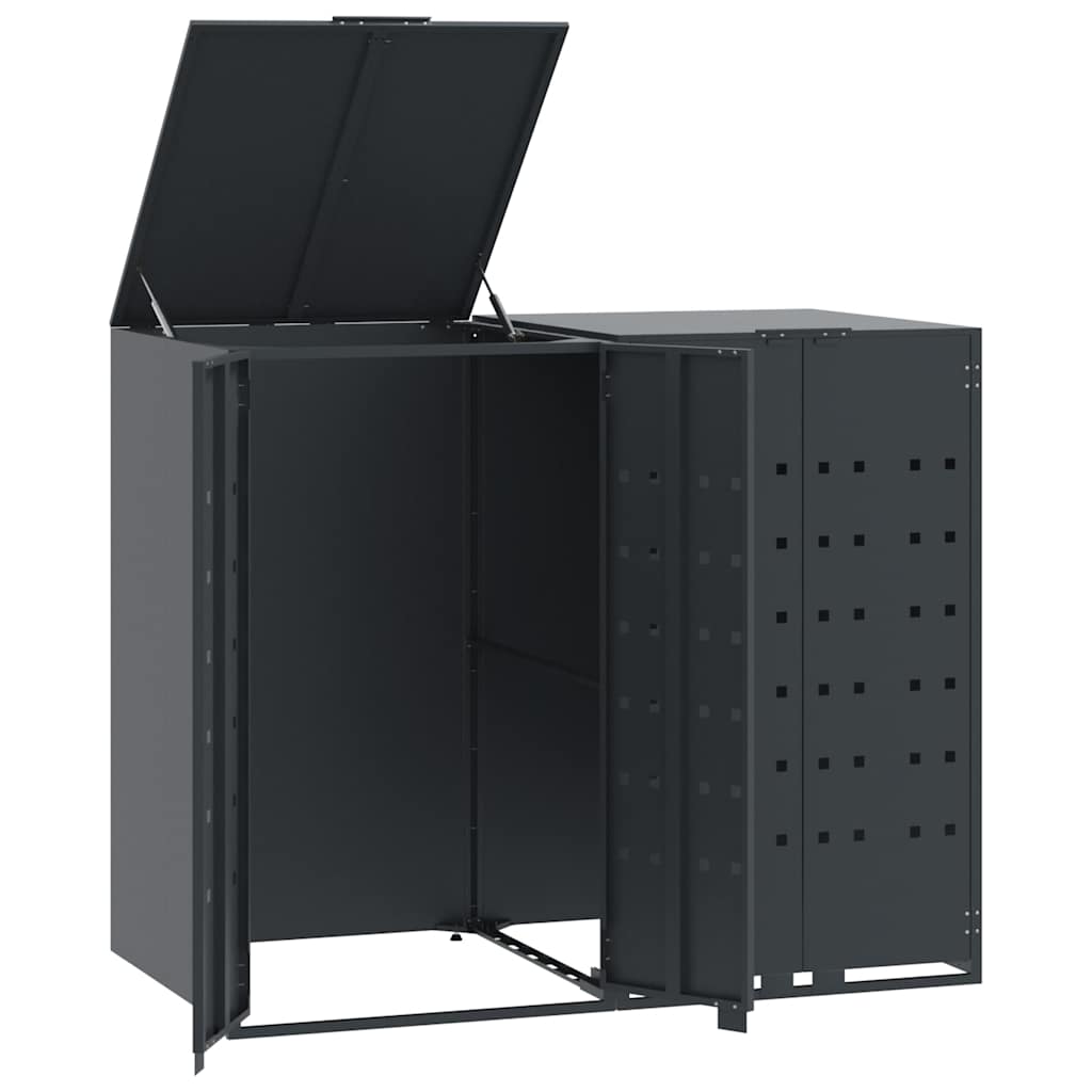 Abrigo para 2 caixotes do lixo 138x79x117 cm aço antracite