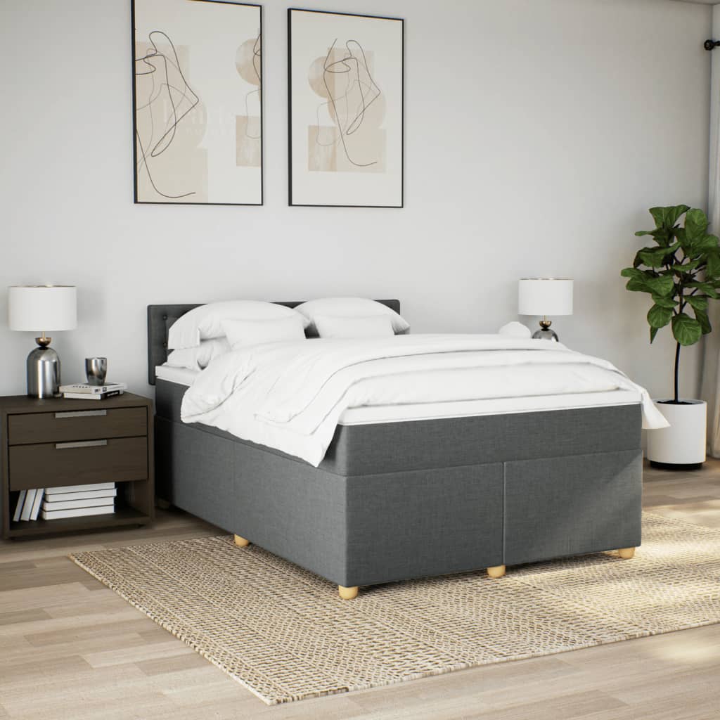 Cama com molas/colchão 140x200 cm tecido cinzento-escuro