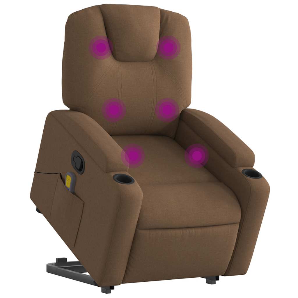 Poltrona reclinável massagens tecido castanho