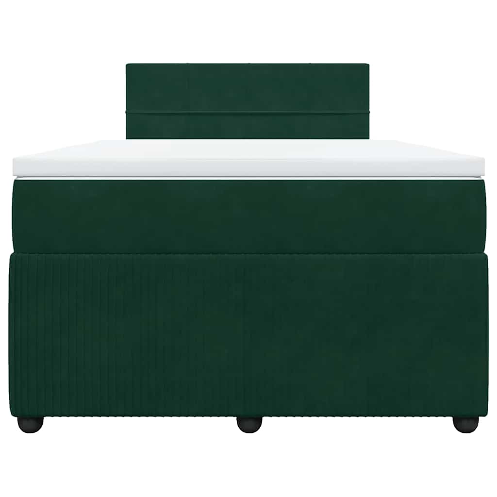 Cama boxspring com colchão 120x190 cm veludo verde-escuro