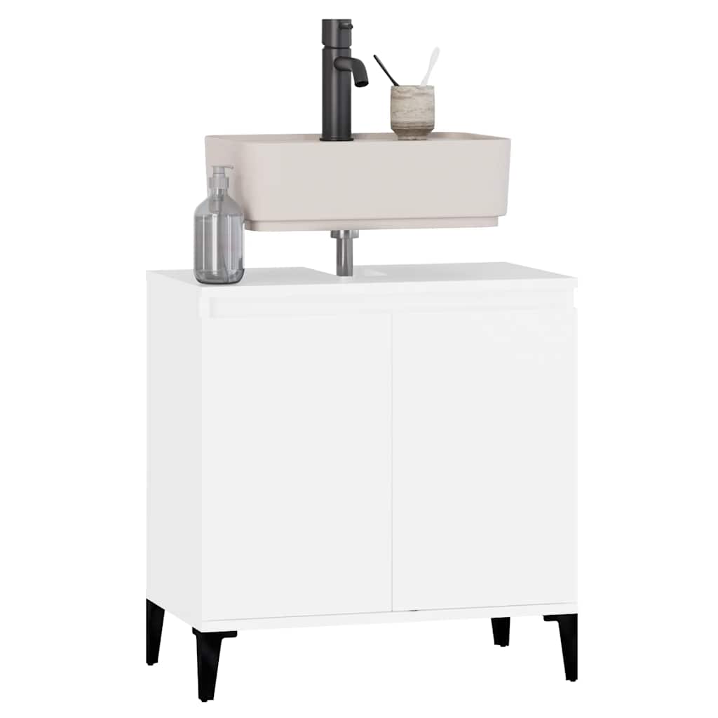 Armário de lavatório 58x33x60 cm derivados de madeira branco