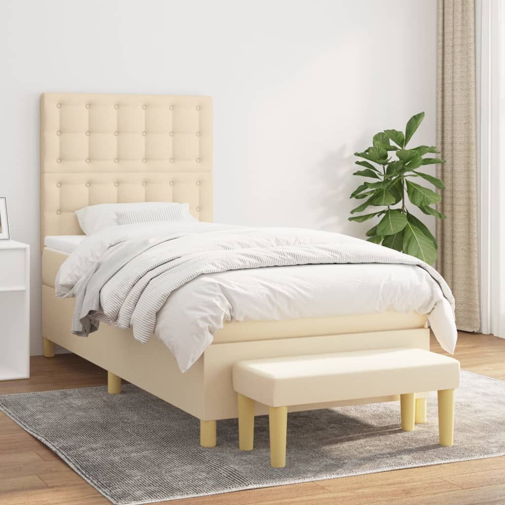 Cama com molas/colchão 90x200 cm tecido cor crème