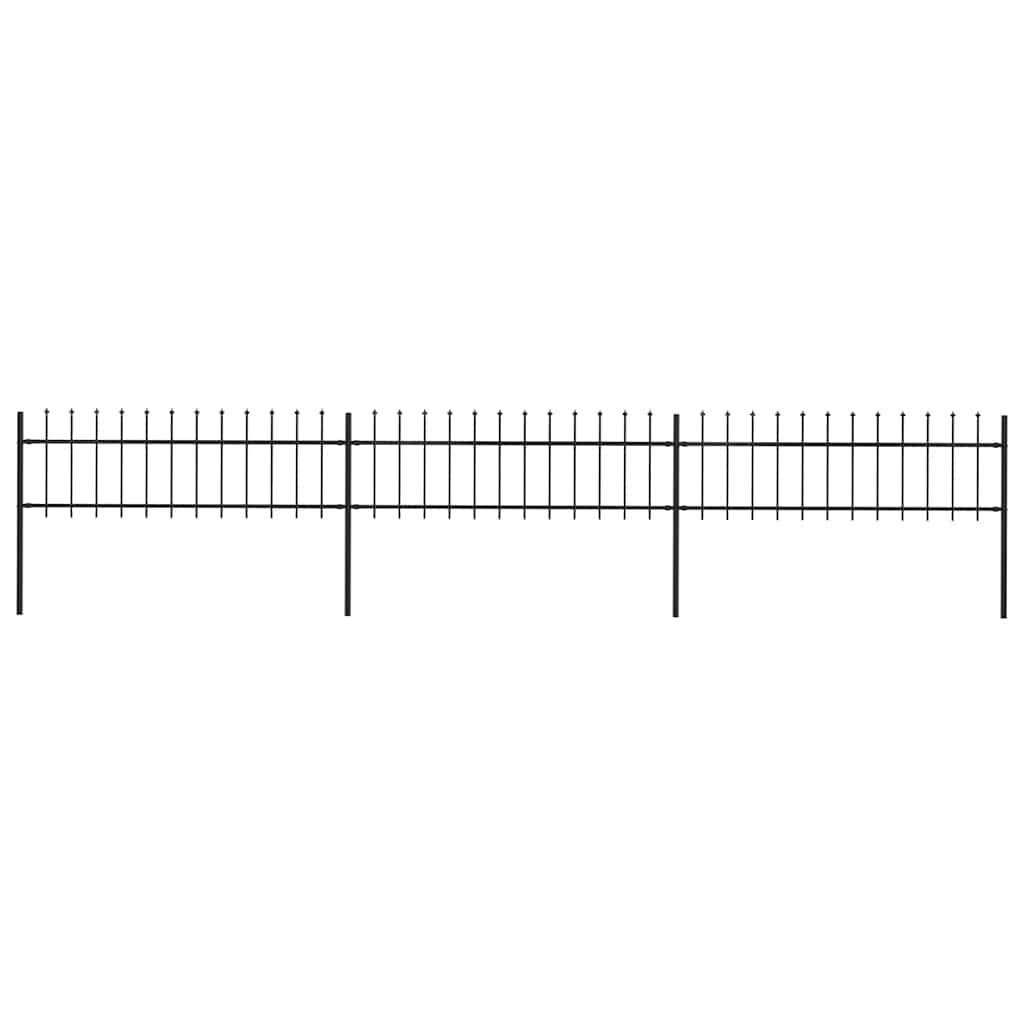 Cerca de jardim com topo em forma de lança em aço 504x60 cm, preta