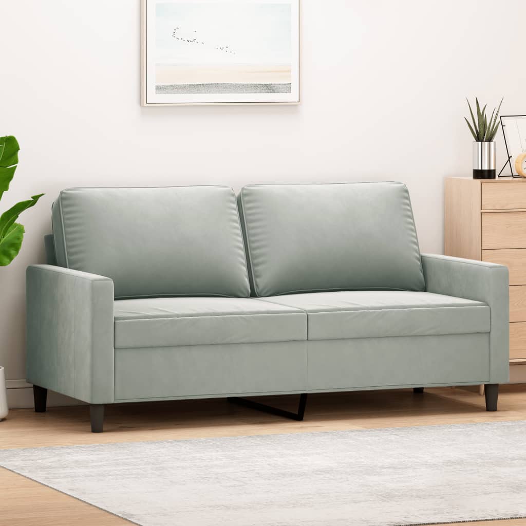 Sofá de 2 lugares 140 cm veludo cinza-claro