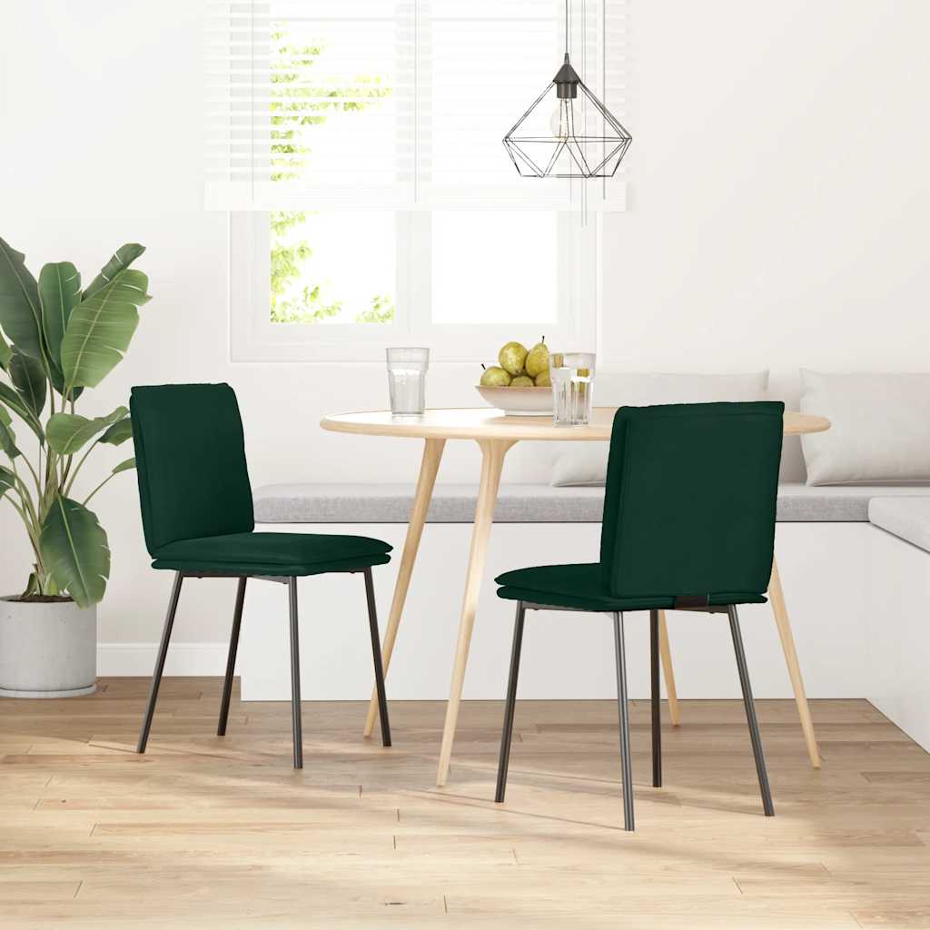 Cadeiras de jantar 2 pcs veludo verde-escuro