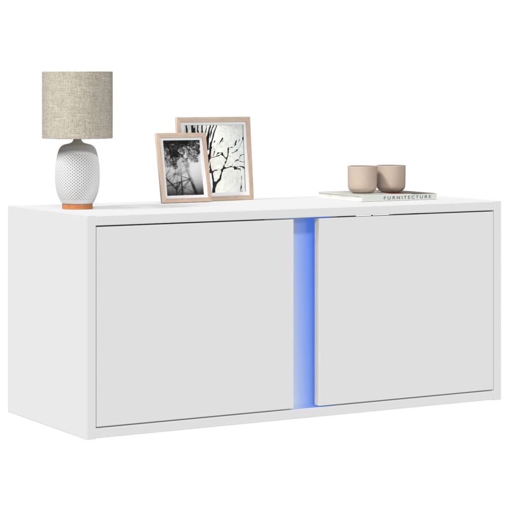 Móvel de parede para TV com luzes LED 80x31x35 cm branco