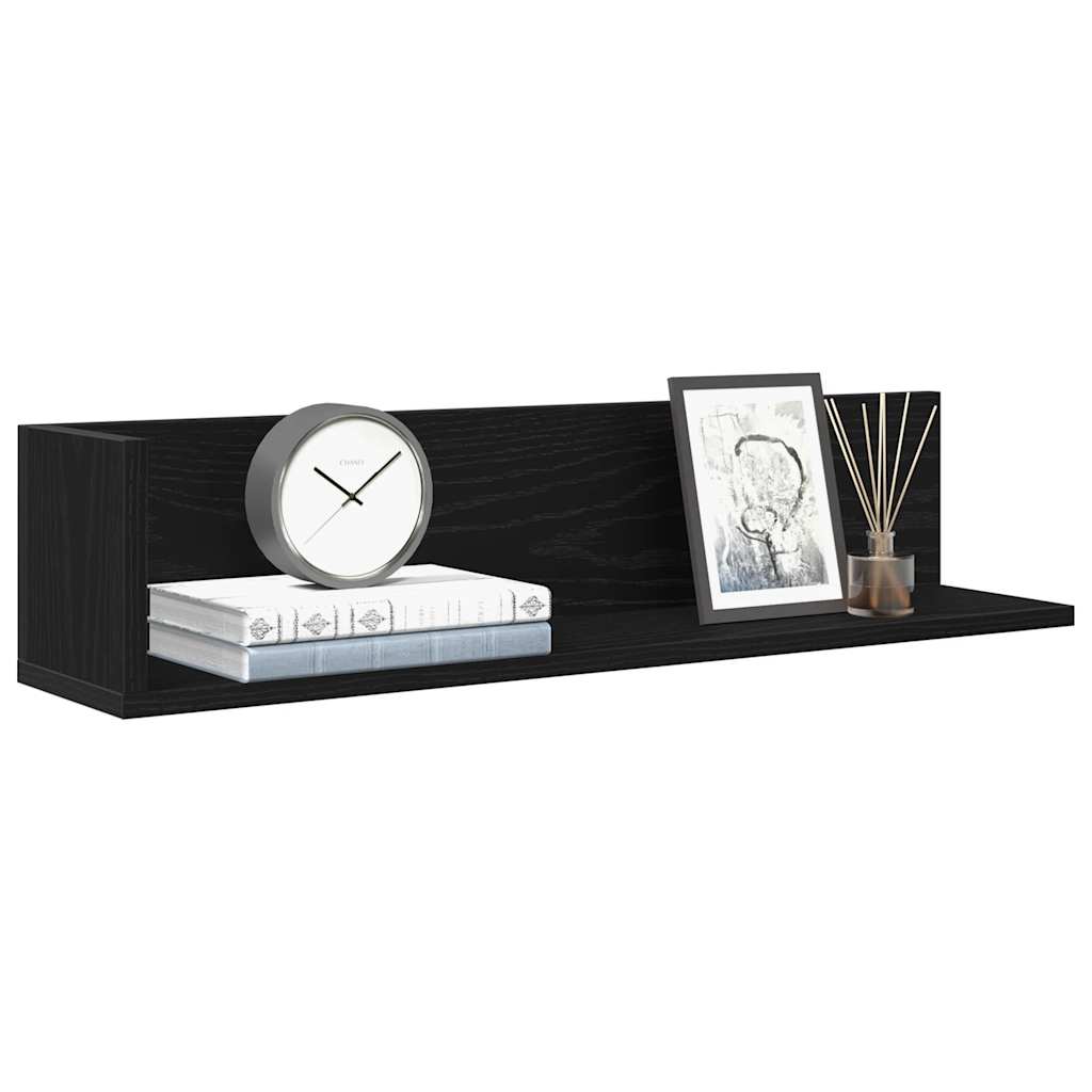 Estantes de parede 2 pcs 75x16,5x16,5cm derivados madeira preto