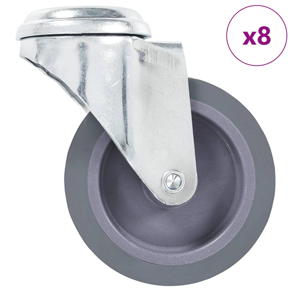 8 Pcs rodas giratórias com orifício para parafuso 75 mm