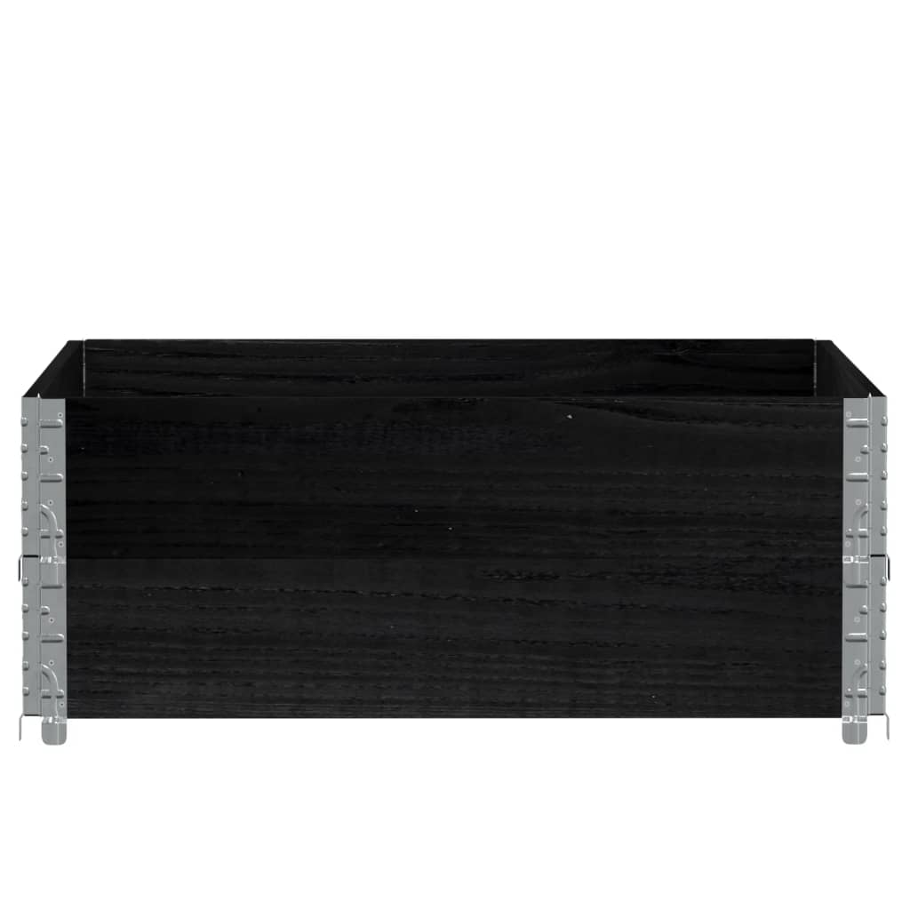 Colares p/ paletes 2 pcs 100x100 cm madeira pinho maciça preto