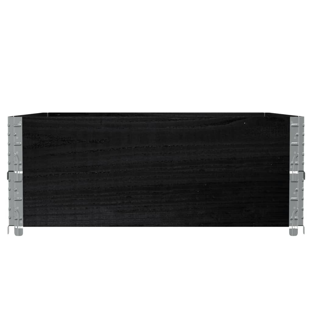 Colares p/ paletes 2 pcs 100x100 cm madeira pinho maciça preto