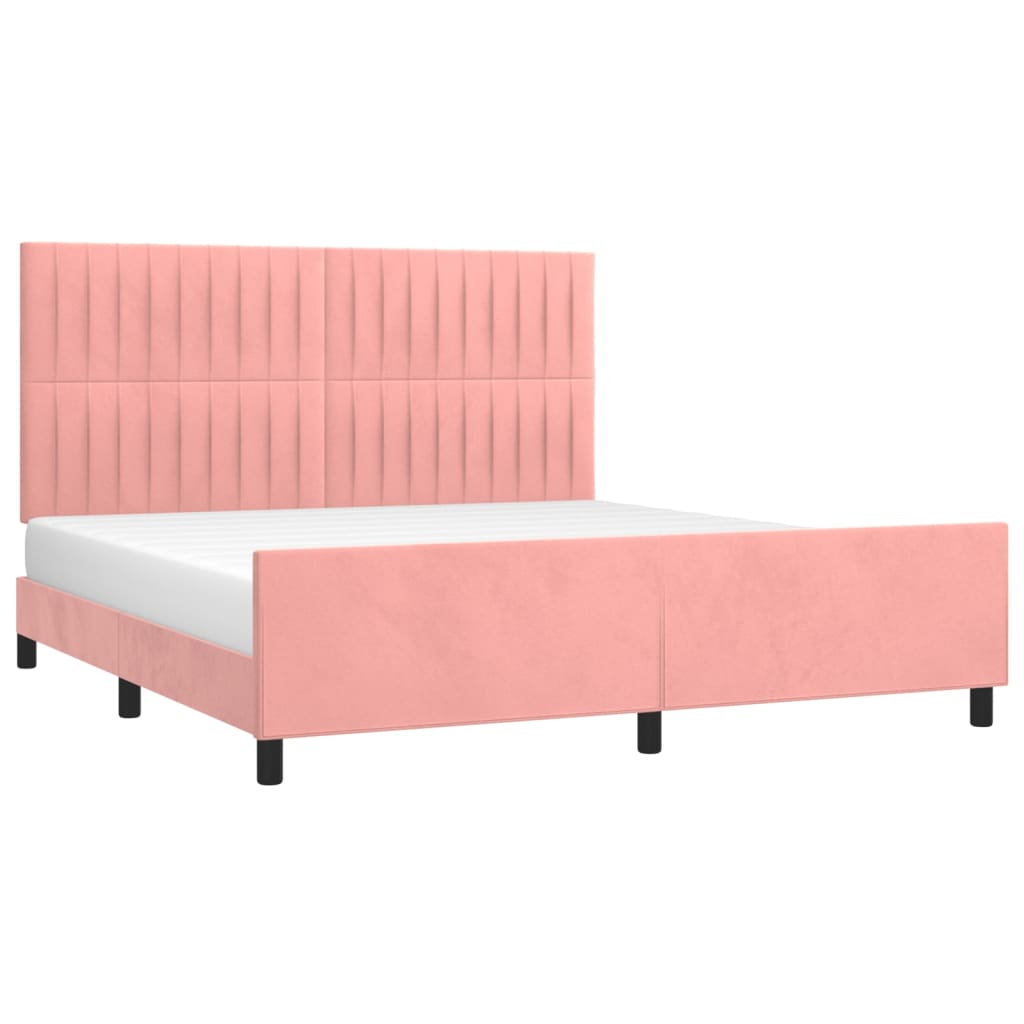 Estrutura de cama c/ cabeceira 180x200 cm veludo rosa