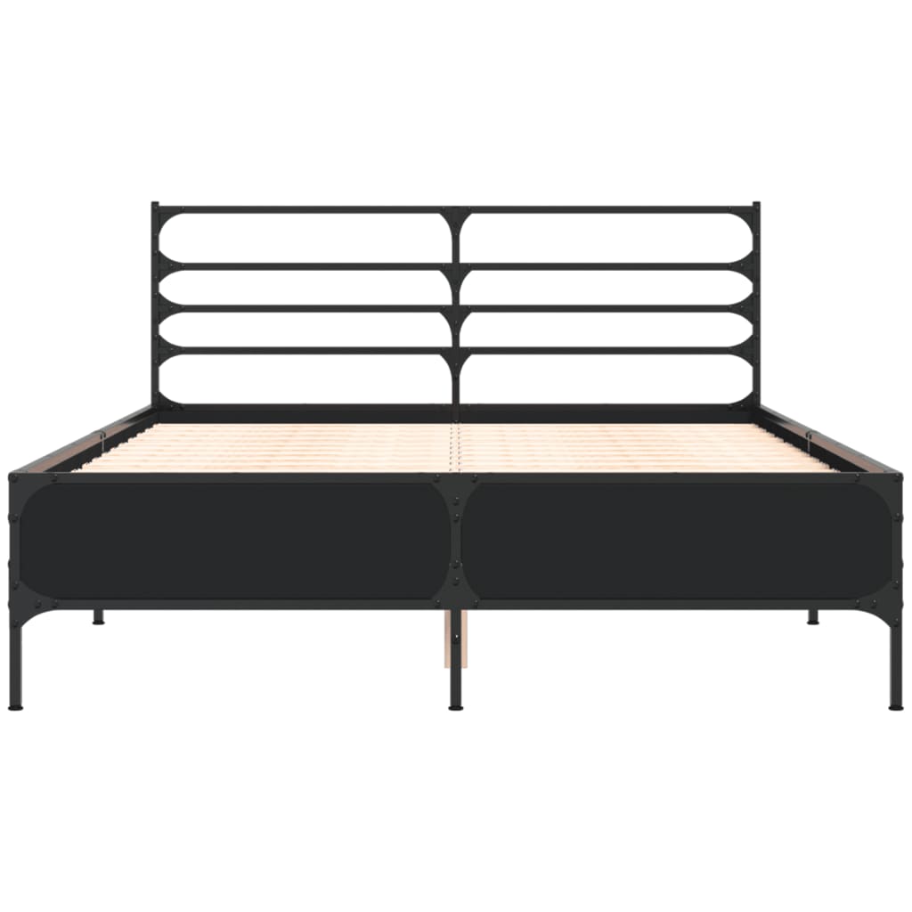 Estrutura de cama 120x190 cm derivados de madeira/metal preto