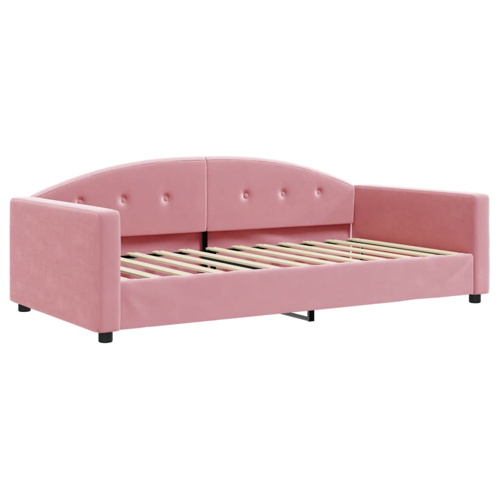 Sofá-cama com colchão 100x200 cm veludo rosa