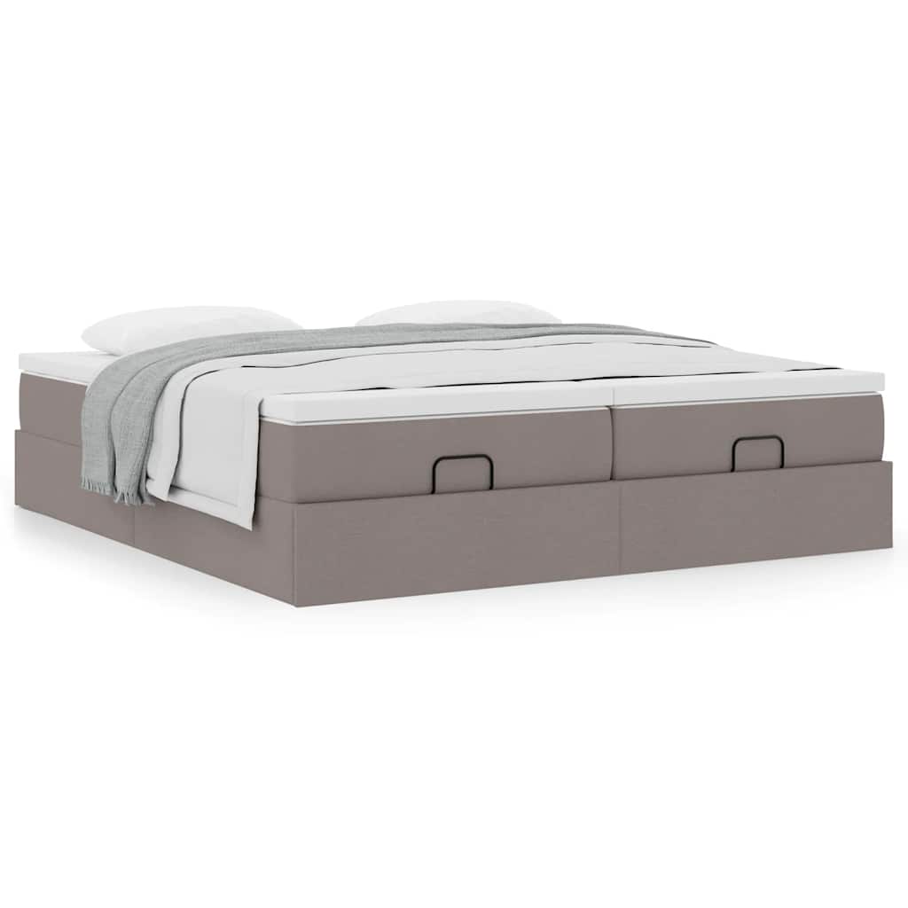Estrutura de cama otomana com colchões tecido cinzento