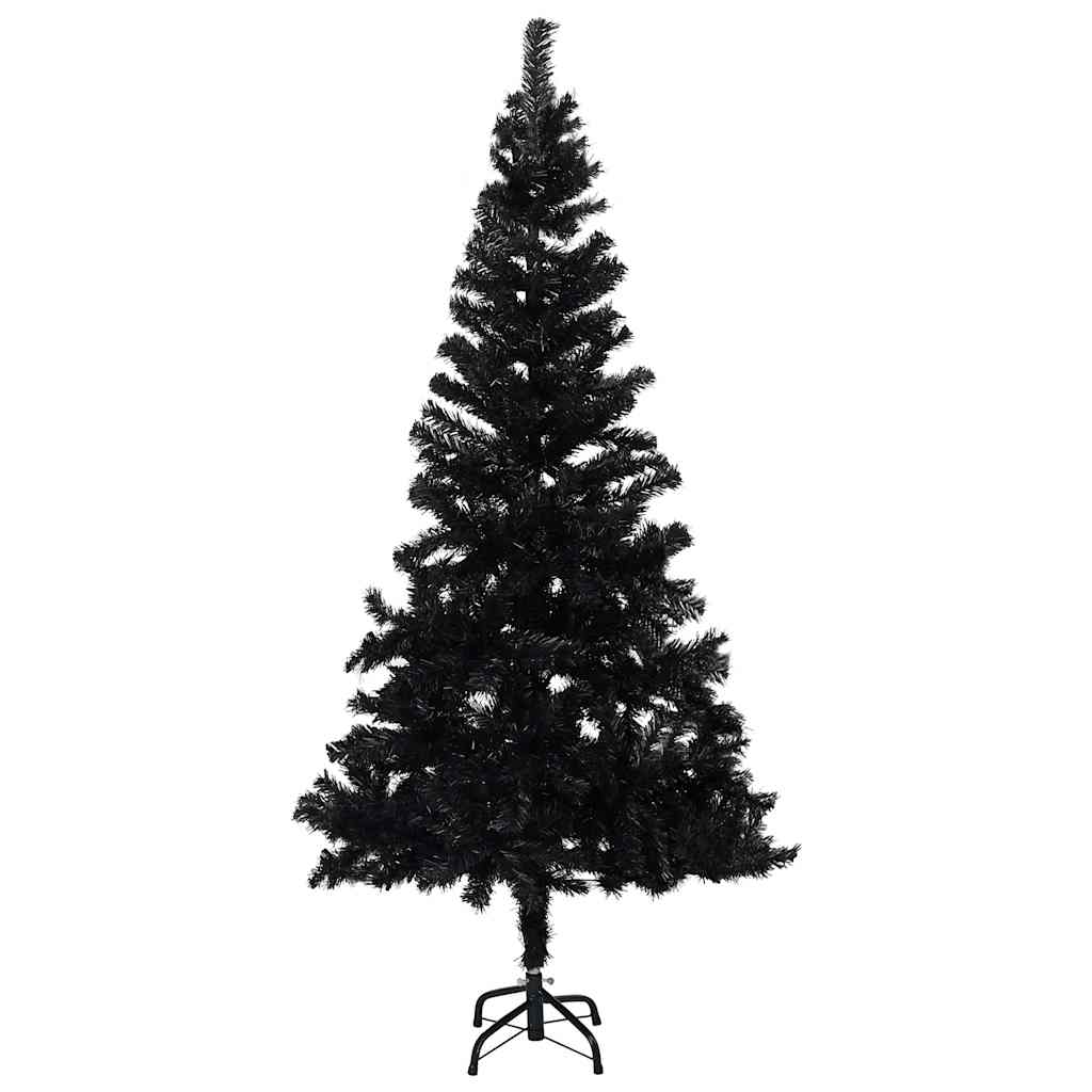 Árvore natal artificial pré-iluminada c/ bolas PVC preto
