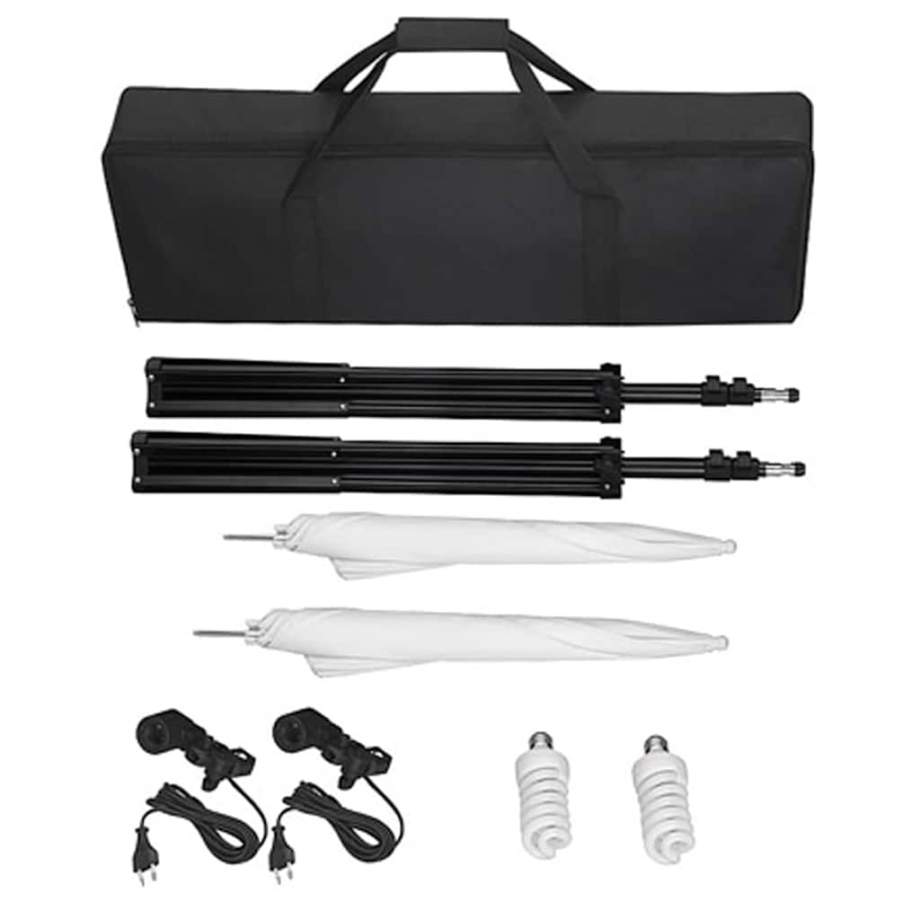 Kit de estúdio com fundo preto 600x300 cm e luzes