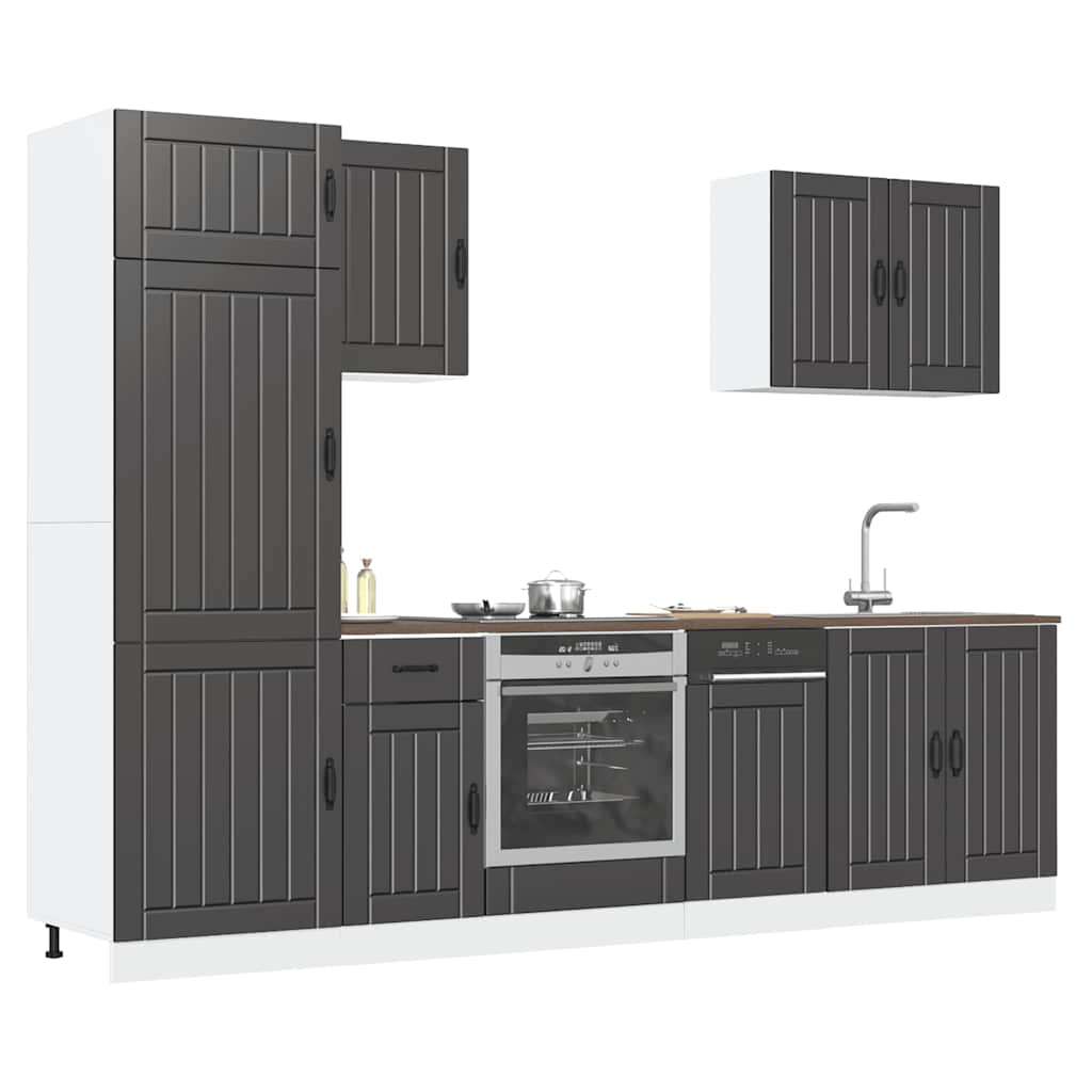 7 Peças armário de cozinha conjunto lucca preto