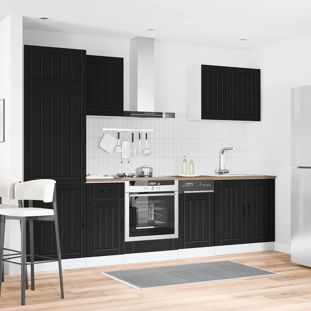7 Peças armário de cozinha conjunto lucca preto