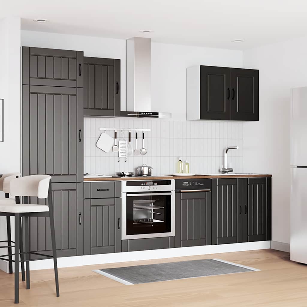7 Peças armário de cozinha conjunto lucca preto