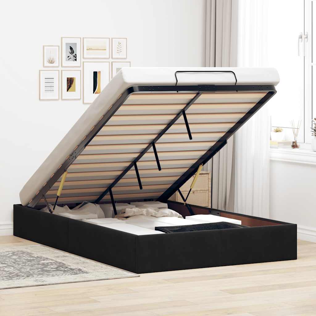 Ottoman bed frame sem colchão preto 120x200 cm veludo