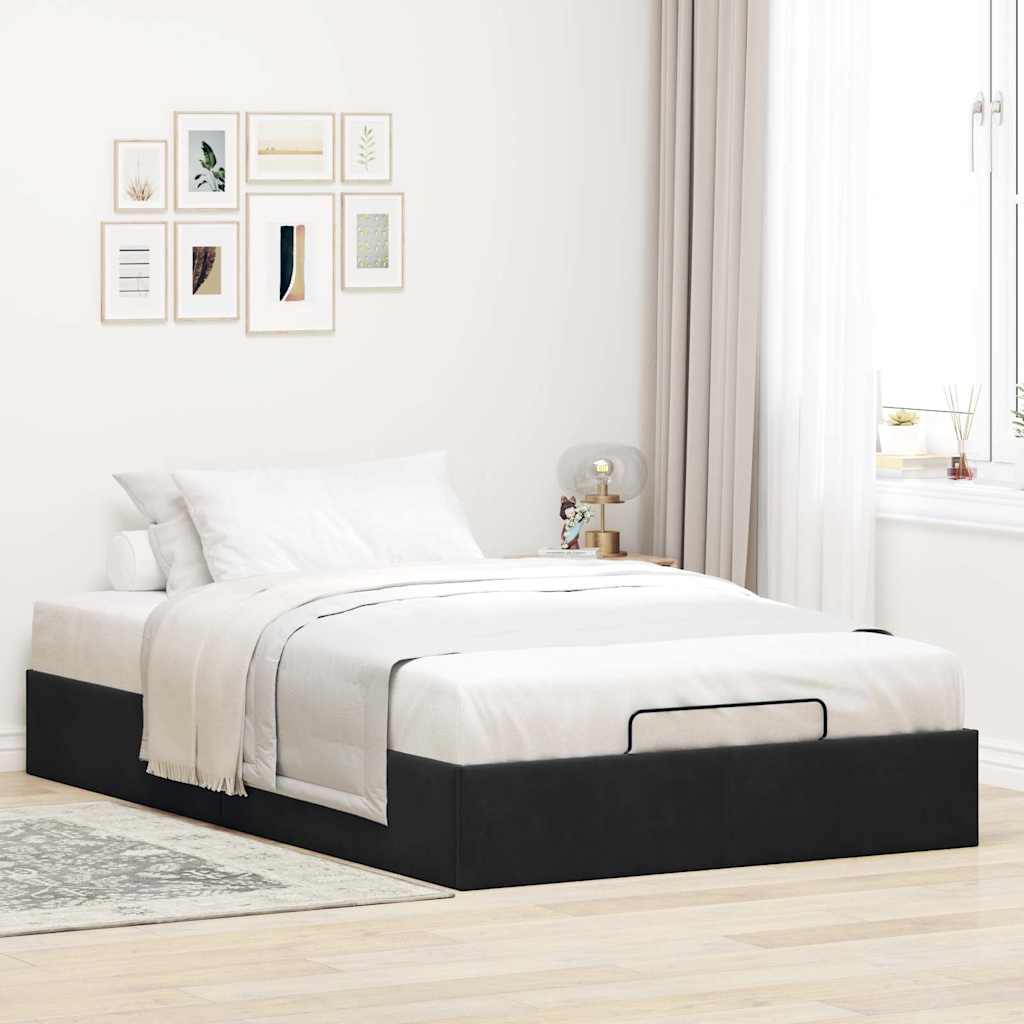 Ottoman bed frame sem colchão preto 120x200 cm veludo