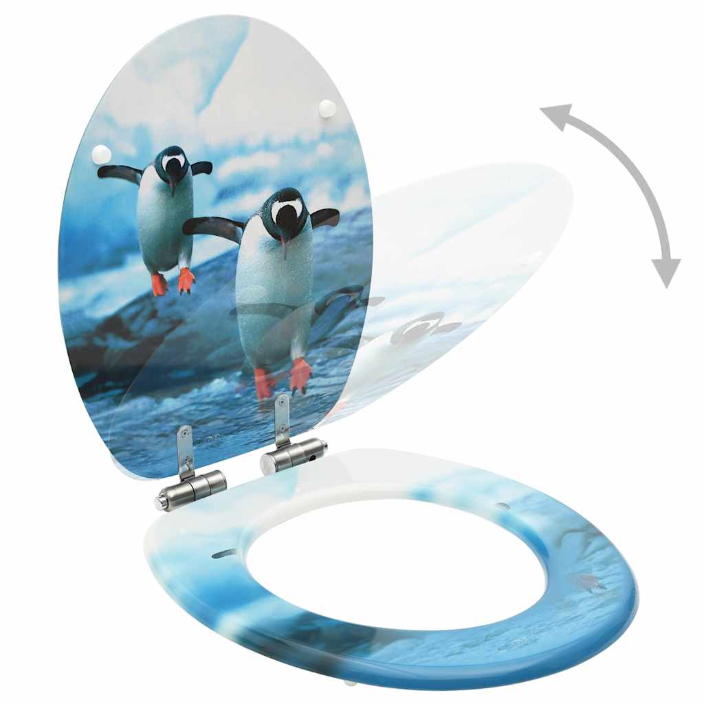 Assentos sanita com tampas fecho suave 2 pcs MDF design pinguim