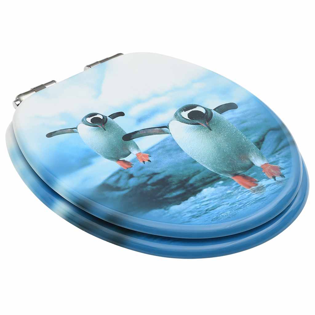 Assentos sanita com tampas fecho suave 2 pcs MDF design pinguim