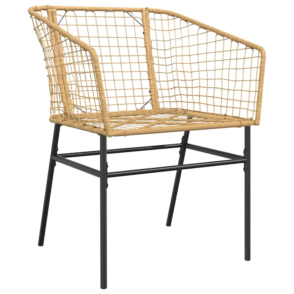 Conjunto jantar jardim 3 peças vidro vime PE castanho