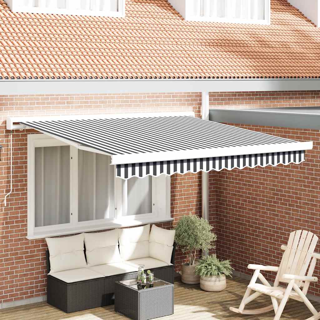 Toldo retrátil 3x2,5 m tecido e alumínio antracite e branco