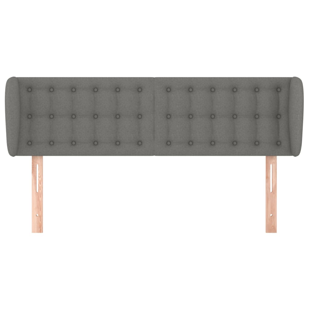 Cabeceira de cama c/ abas tecido 147x23x78/88cm cinzento-escuro