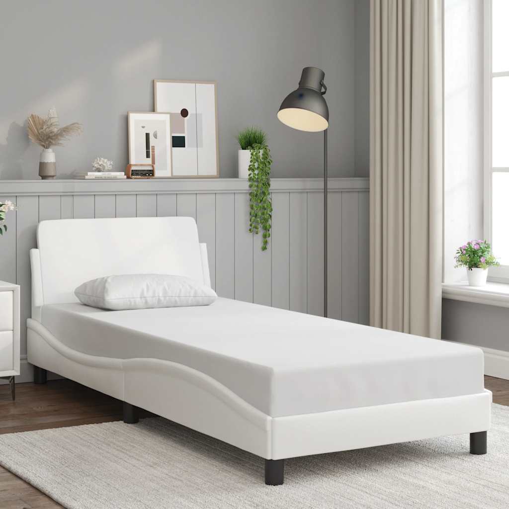 Estrutura de cama dover 90x200 cm couro artificial branco