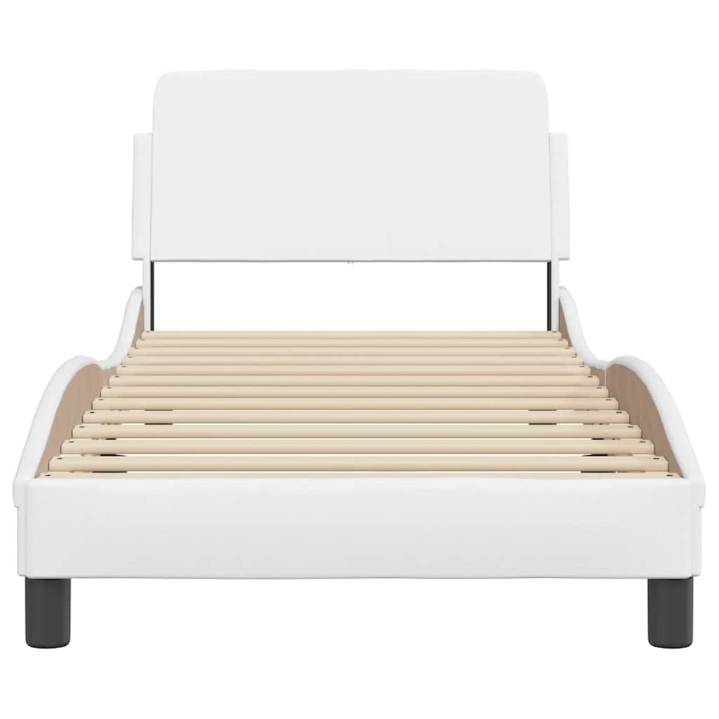 Estrutura de cama dover 90x200 cm couro artificial branco