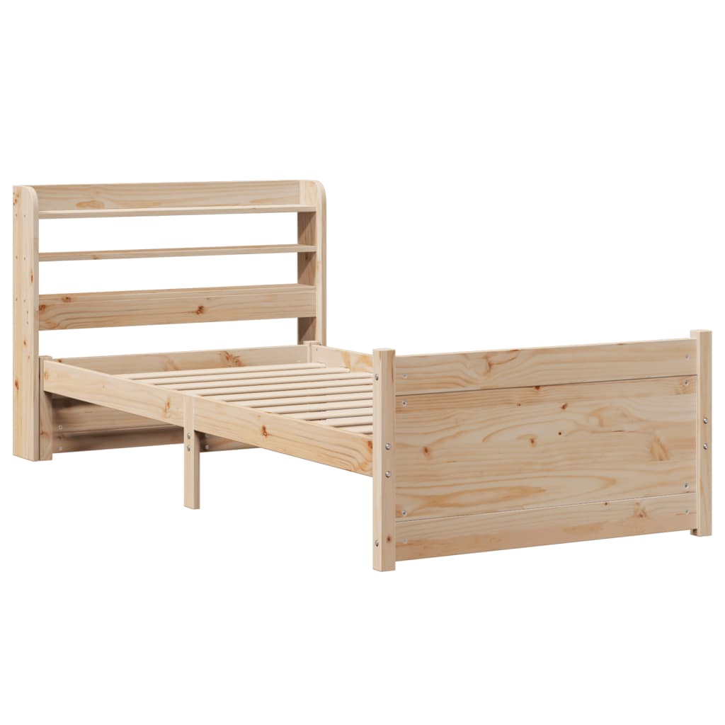 Estrutura de cama com cabeceira 75x190 cm pinho maciço