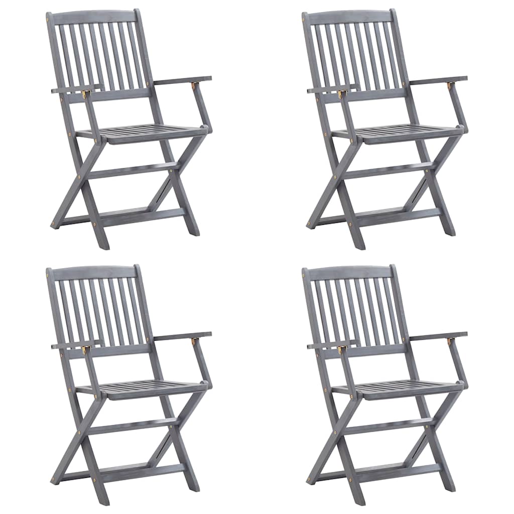 Cadeiras exterior dobráveis c/ almofadões 4 pcs acácia maciça