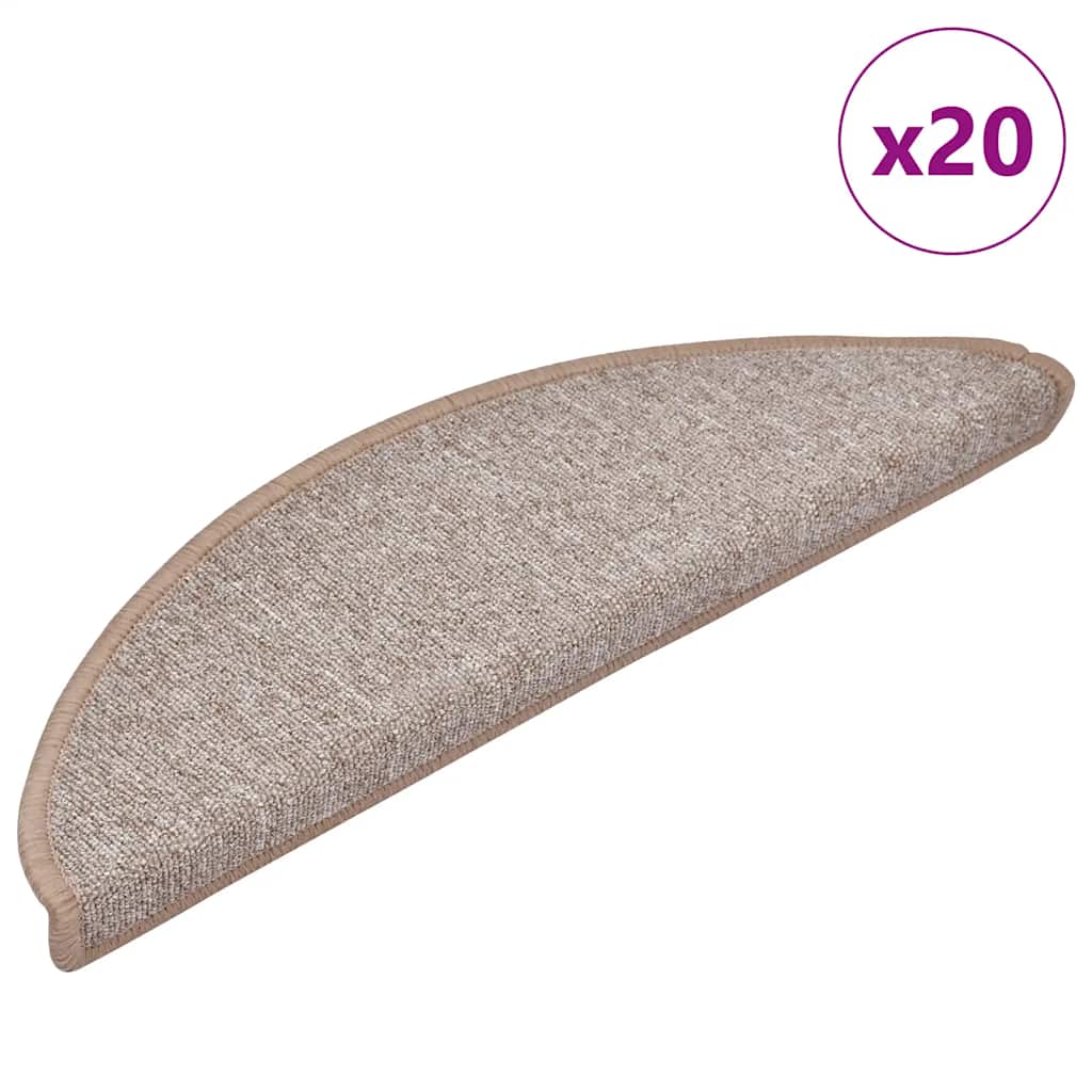 Tapetes de escada 20 peças 56x17x3 cm marrom claro semicircular